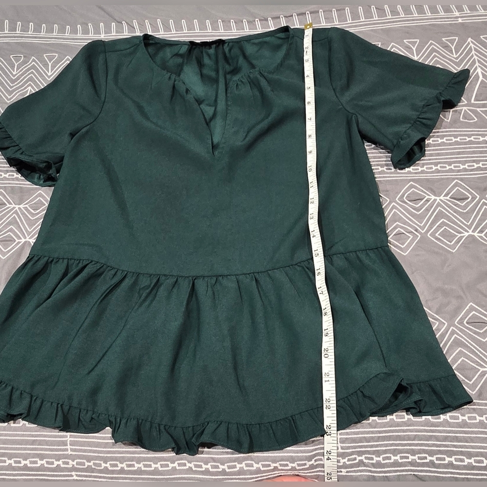 Madewell Stanza Ruffle Hem Top In Spruce Size XS - Picture 3 of 5